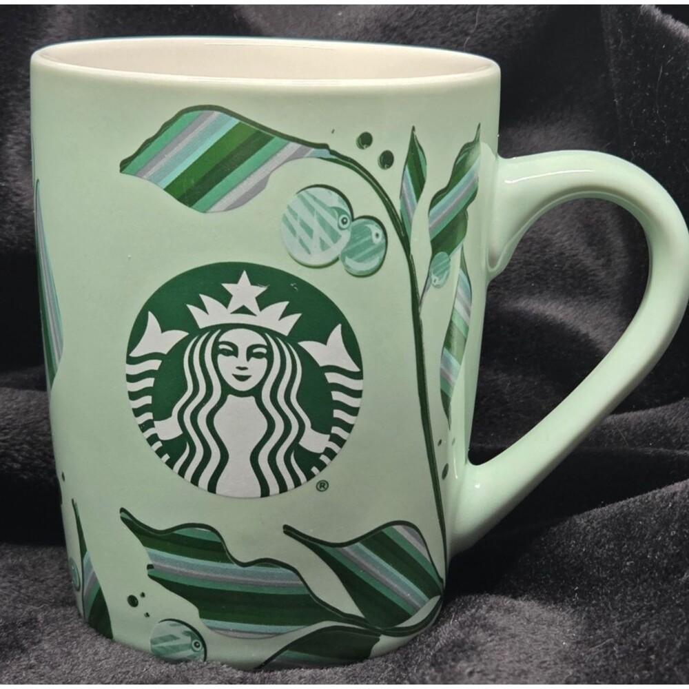 Starbucks Mint Green Floral 2021 10oz Coffee Tea Cup Mug